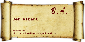 Bek Albert névjegykártya